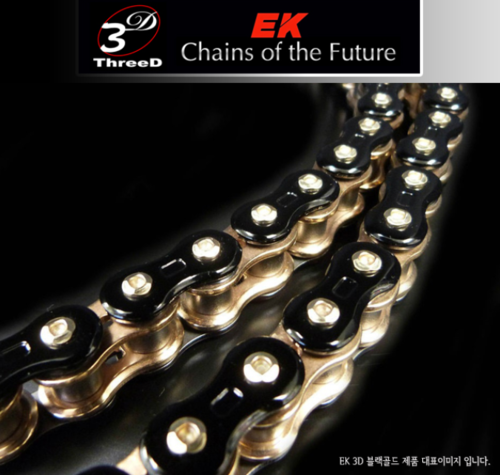 EK체인(Enuma Chain) 520 Non-Ring 3D 체인 (500cc급 - 모토크로스) 520MXR-120L-블랙골드