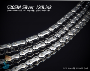 EK체인(Enuma Chain) 520 SX2-Ring 3D 체인 (650cc급-엔드류 / 모타드용) 520SM-120L-실버